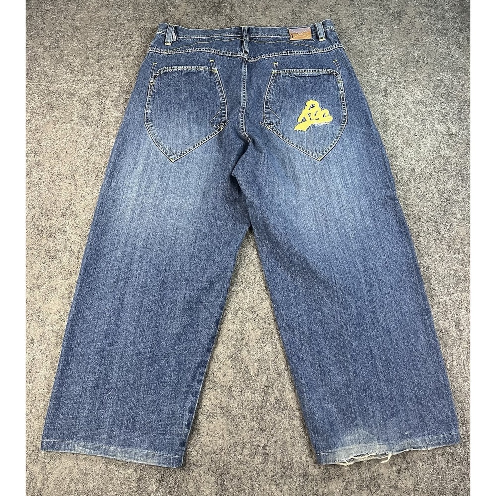 Vintage Rocawear Jeans Mens 38x27 Yellow Rapper Baggy Wide Leg Y2K Hip Hop